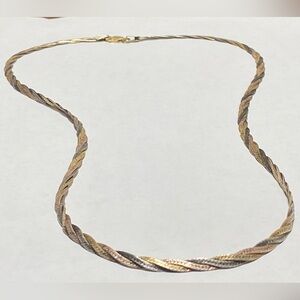 Braided herringbone Necklace marked 925 long 24”